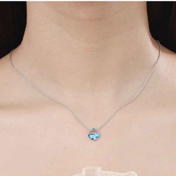 925 Sterling Silver Diamond Waterdrop Necklace - Picture 2 of 3